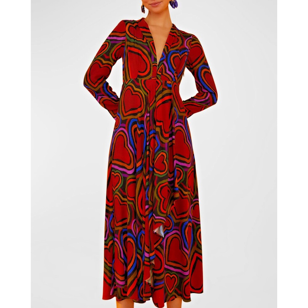Farm Rio Maxi Dress, Rainbow Wild Hearts, Valentine, Small, New!